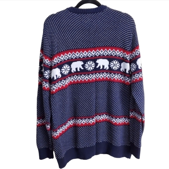 Aspen Fair Isle Cotton Polar Bear Sweater Size L - Picture 2 of 5